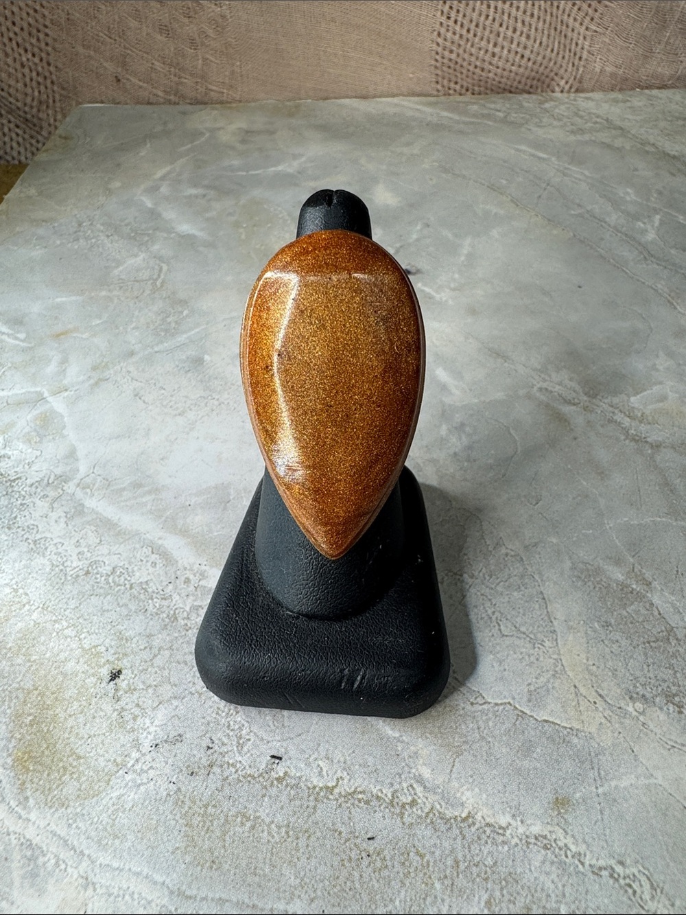 Copper bronze shimmer Teardrop Statement Ring
